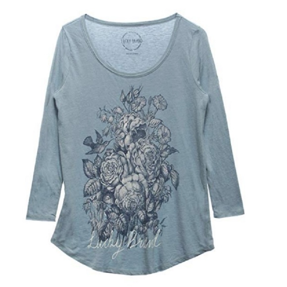 Lucky Womens T-Shirt Blue Scoop Neck NWT Sm Med - Picture 3 of 4